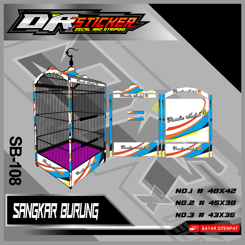 Terbaru Decal Sangkar Kacer / Sticker Variasi Sangkar Burung Motif Rosalia Indah