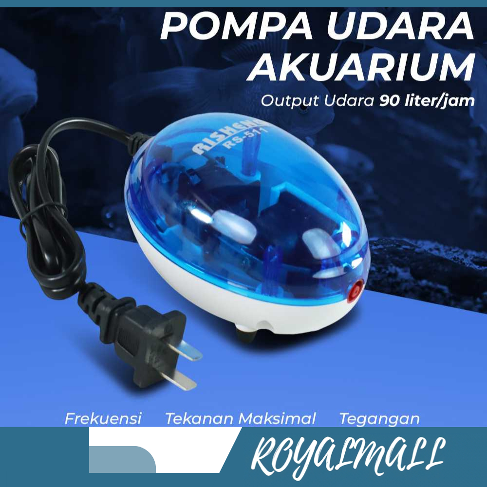 Pompa Udara Akuarium 1.5W / Mesin Pompa Gelembung Udara Air Pump Sirkulasi Aerator Rator Air Kolam A