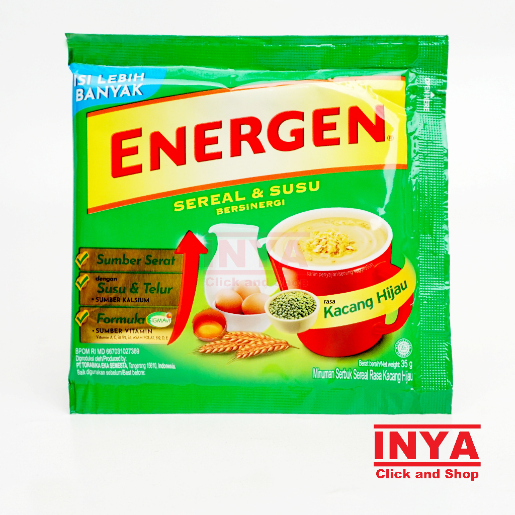 

Energen Sereal & Susu Kacang Hijau 35gr Sachet - Minuman Serbuk Sereal - Cereal