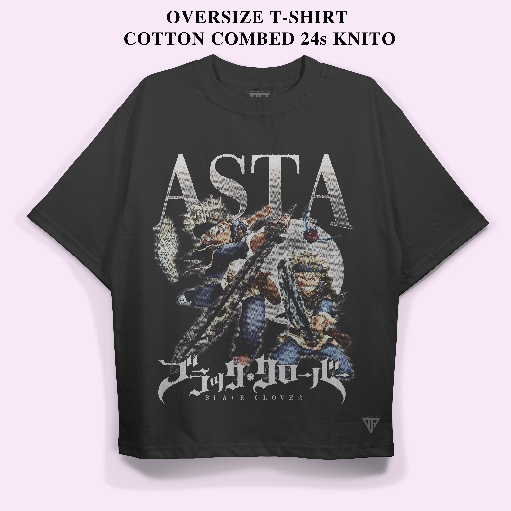 Kaos ASTA BLACK CLOVER Vintage Anime Oversize Tshirt Unisex