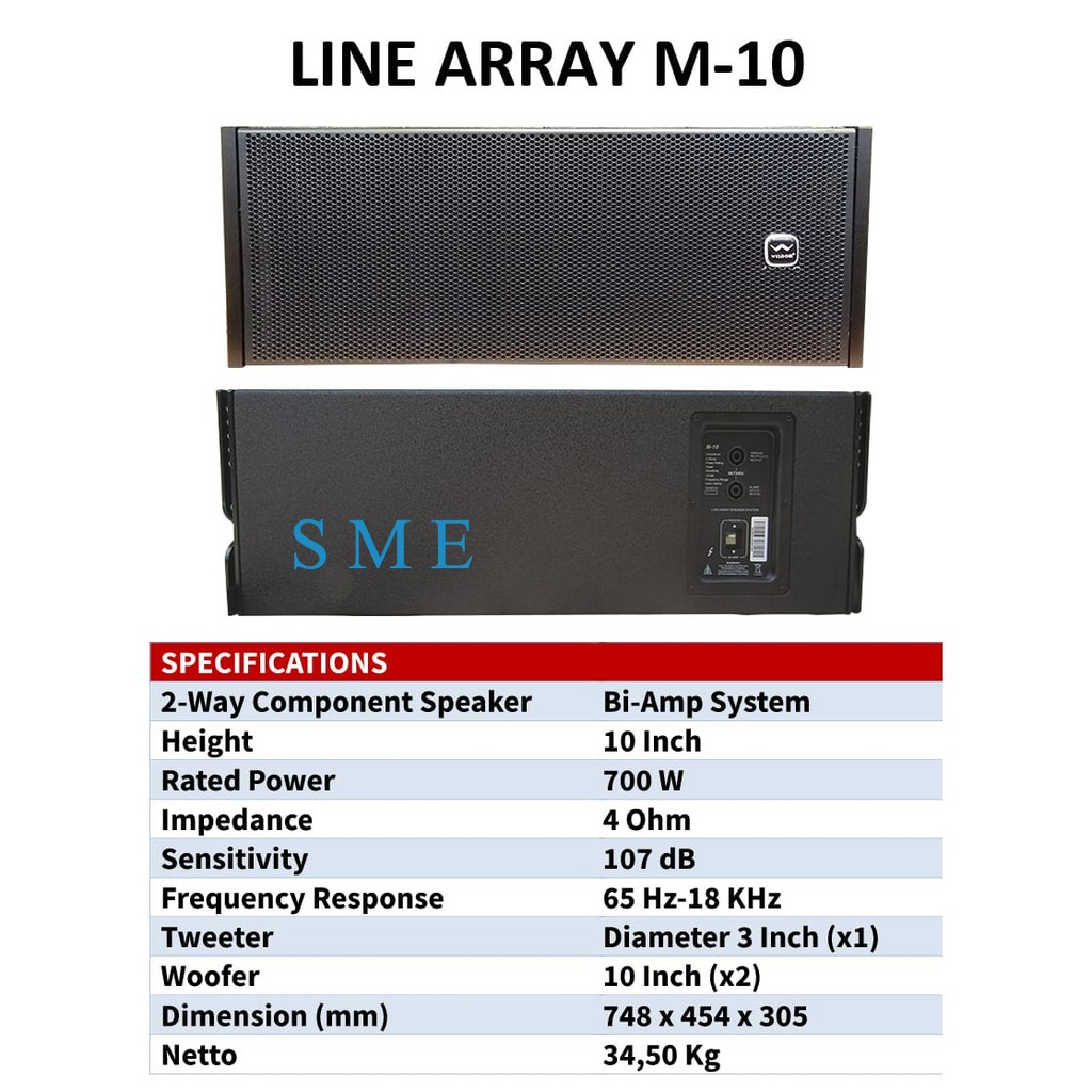 (JUAL 1 BUAH) Speaker Line Array Wisdom M10 / M-10 Pasif 10 inch Dobel
