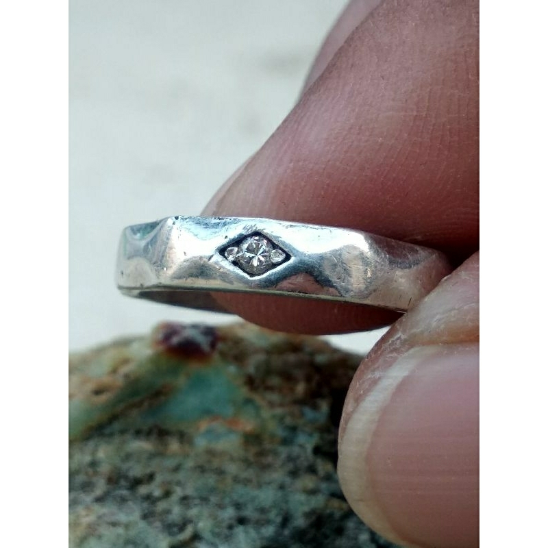cincin perak mata berlian natural diamond