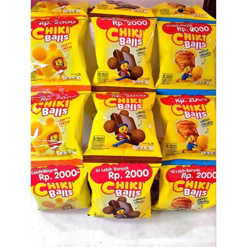 

Indofood Chiki Balls Snack 2000 Rasa Keju/Coklat 16gr Ecer