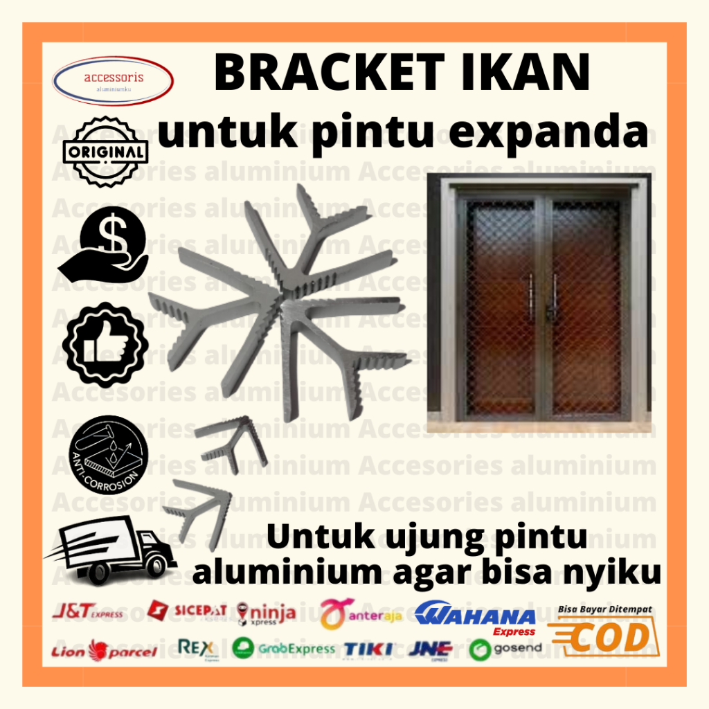 Bracket Ikan Aluminium Untuk Pintu Expanda / Kasa Kawat Nyamuk