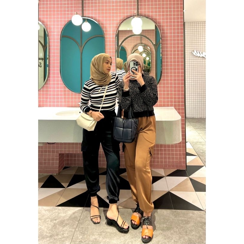 Bisa COD - Celana Cargo strech S - XXL JUMBO LP120