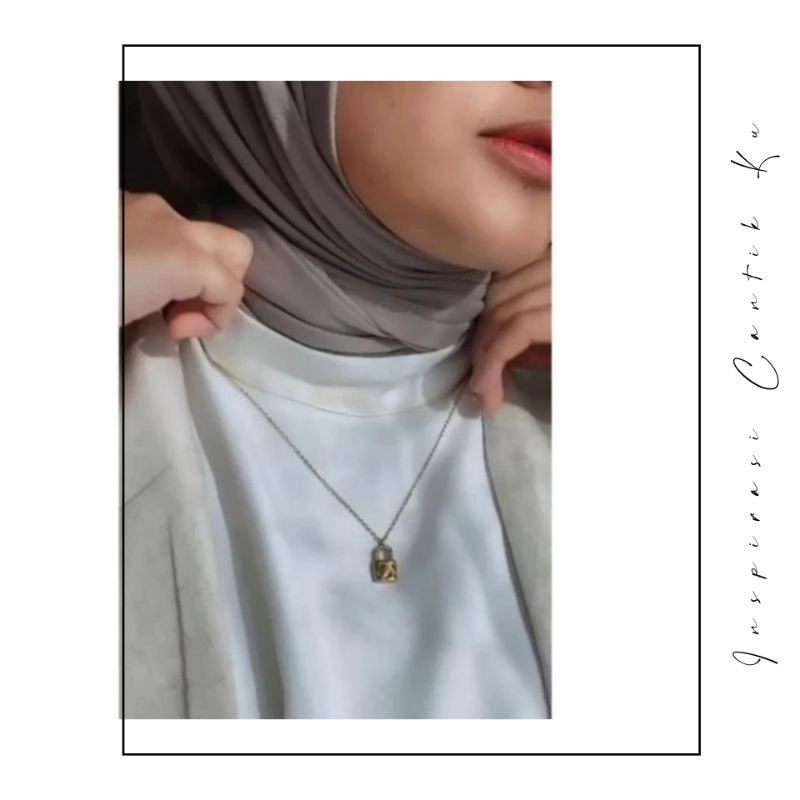 Kalung Hijab Bandul Gembok Silver Simple Necklace Premium Aksesoris Wanita