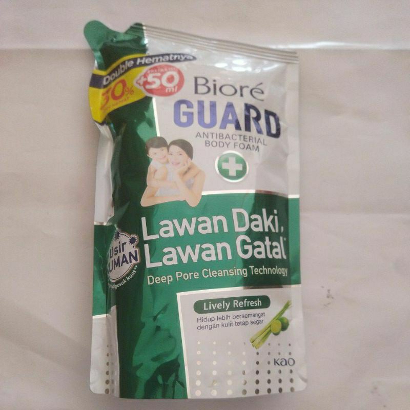 850ml. sabun mandi cair BIORE Guard hijau. Anti bacterial body foam