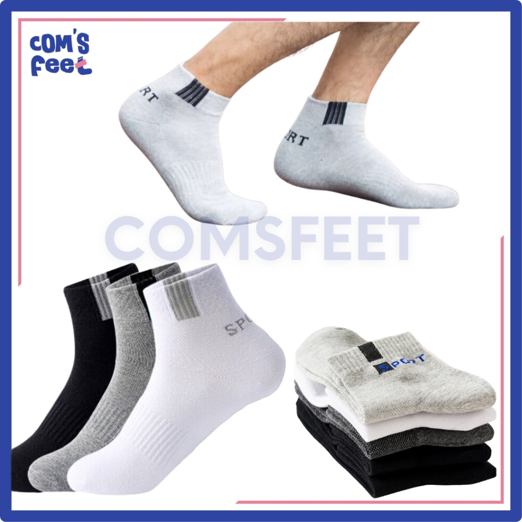 COMSFEET - 3 Pasang Kaos Kaki Olahraga Pendek Sport / Kaos Kaki Sport Pria Wanita Dewasa Bisa Mix Warna