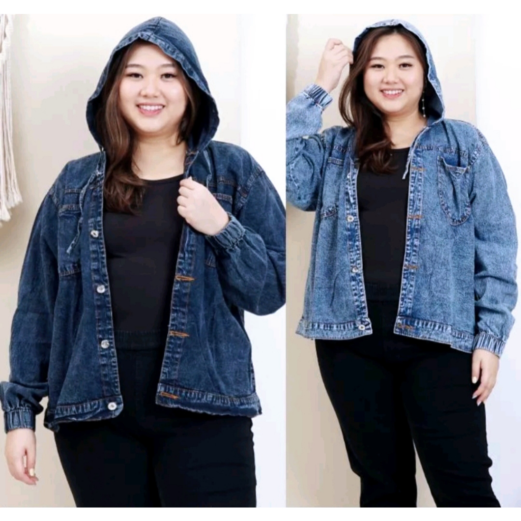 JAKET JEANS HODIE WANITA LD 120cm||JAKET JEANS OVERSIZE WANITA TERBARU