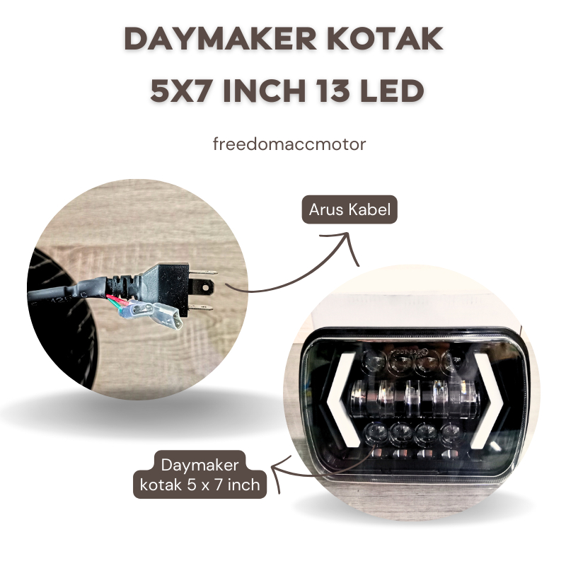 Lampu d maker 7 inch kotak 13 LED Jeep Feroza Katana Kijang Taft l300carry90watt Aksesoris sepeda