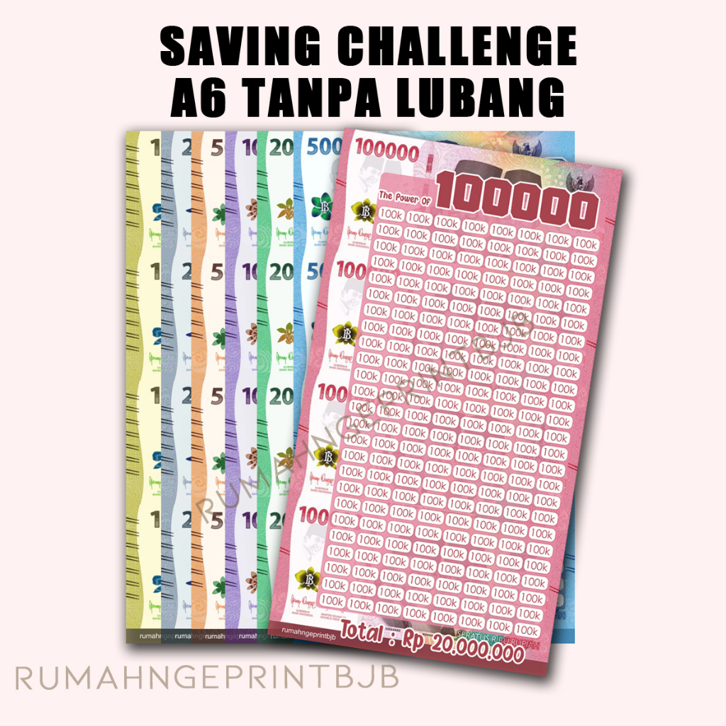 

THE POWER OF Money Saving Challenge Isi Kertas Binder A6 Tantangan Menabung ART PAPPER KERTAS TEBAL