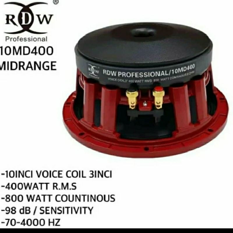 Speaker komponen RDW 10MD400 10inch spesial mid