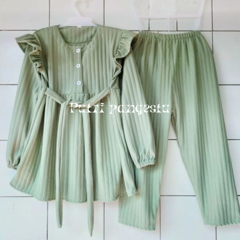 ONE SET ANAK CEWEK 3-9 tahun bahan knit hornet // setelan anak umur 3-4 tahun 5-6 tahun 7-9 tahun //