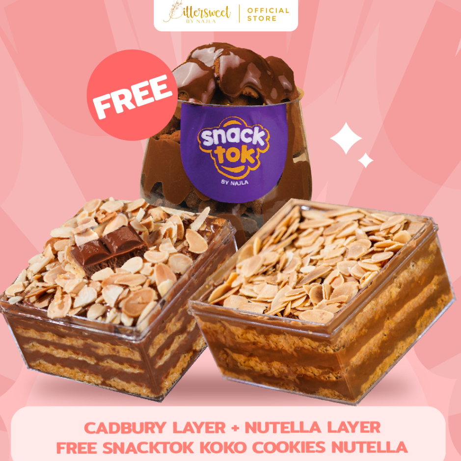 Bittersweet by Najla - Bundling Choco Milk Layer &amp; Nutella Layer Free Snacktok Koko Crunch Cookies Nutella