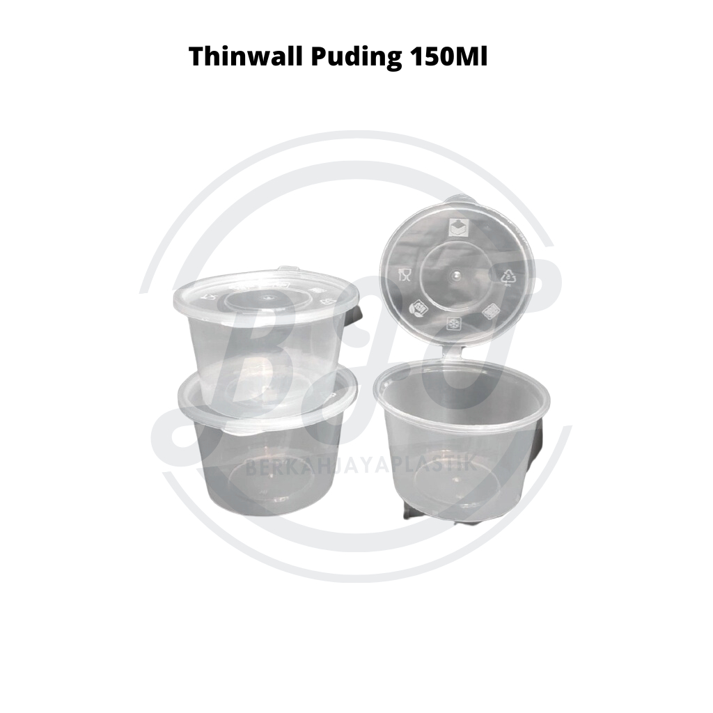 Thinwall cup 150ml + tutup / cup sauce saos gelas puding agar jelly bahan plastik tebal