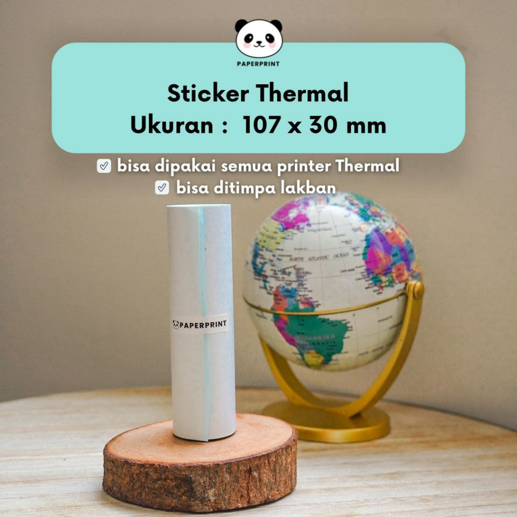 

WHITE STICKER THERMAL 107MM Resi Sticker Continuous A9S MAX A4 sticker thermal putih peripage panda