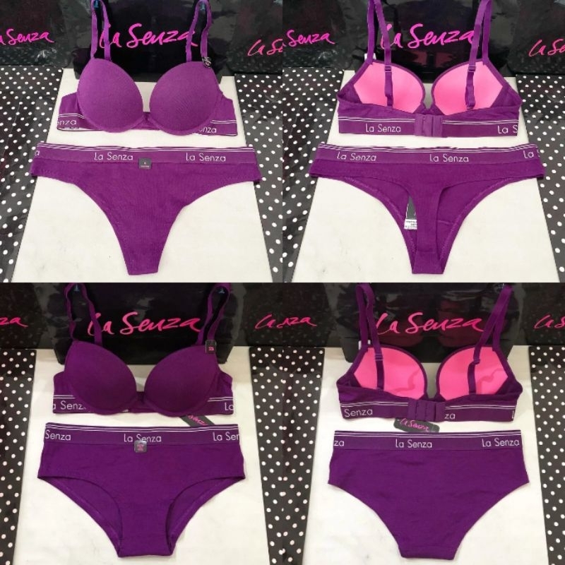 La Senza Remix Cotton Bra Push Up Level 2 100% Original Ada Tag & Label Plum Passion 32C 11169457