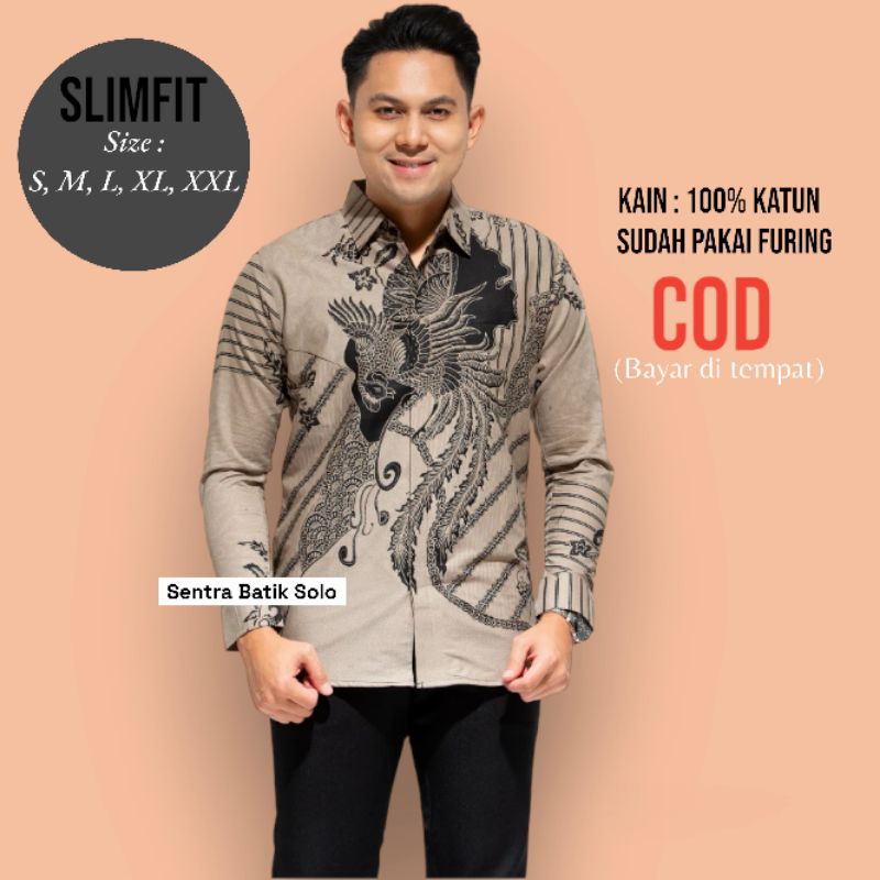 Baju Batik Pria Lengan Panjang Slimfit Premium Batik Moderen Kemeja Pria Hem Batik Cowok Mewah