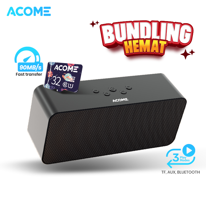Acome Special Bundling Super Bass Speaker Bluetooth 5.2 10W High Power 3 Playback Modes A16 + Acome