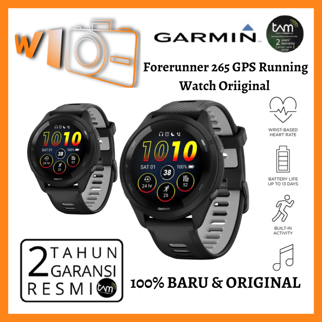Garmin Forerunner 265 GPS Running Watch Oriiginal Black