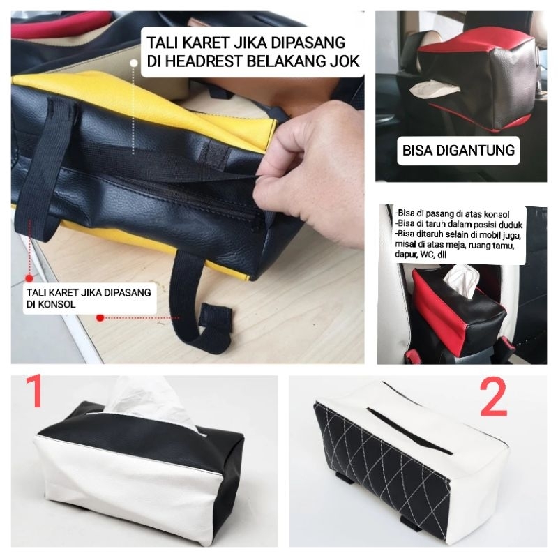 SARUNG KOTAK COVER BOX TISU TISSU TISUE TISSUE KULIT GANTUNG JOK KURSI MOBIL MEJA MAKAN RUANG TAMU D