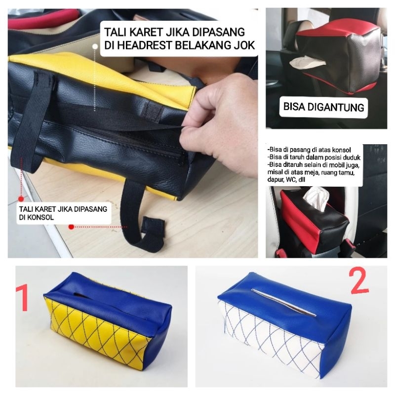 SARUNG KOTAK COVER BOX TISU TISSU TISUE TISSUE KULIT GANTUNG JOK KURSI MOBIL MEJA MAKAN RUANG TAMU D