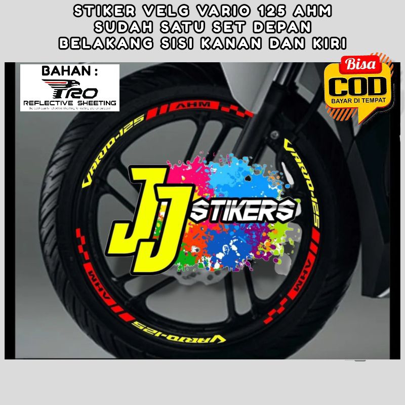 Stiker Lis Velg Motor Hoda Vario 125 Motif AHM Cutting Stiker Variasi Pelek Aksesoris keren