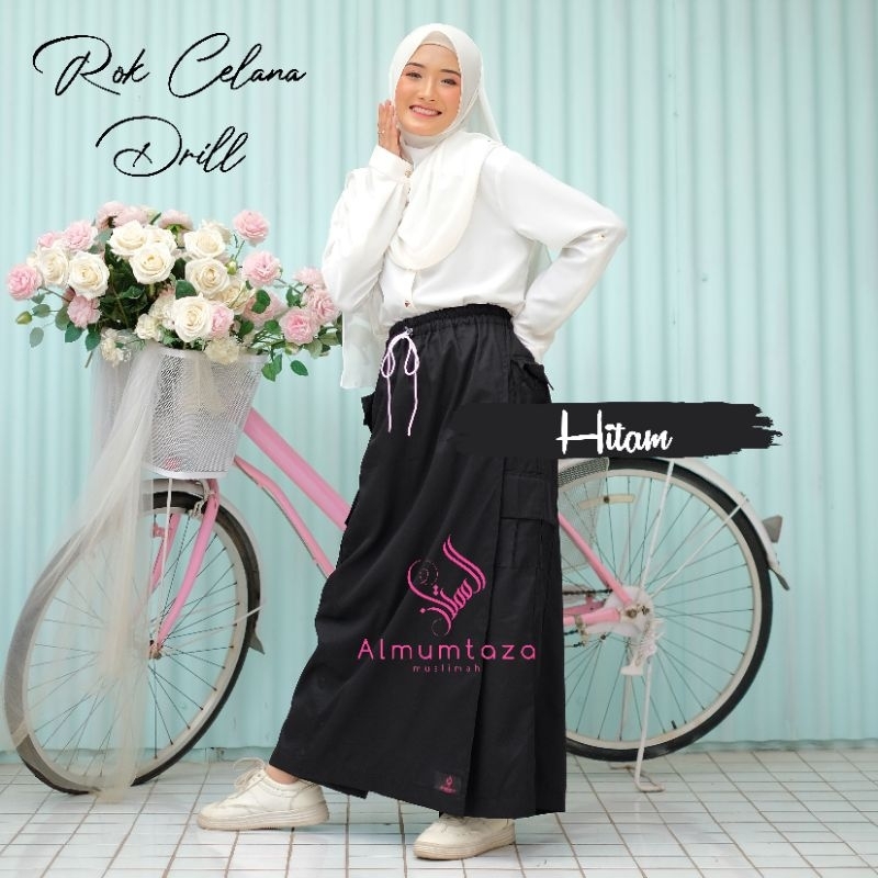 Rok celana drill rok celana katun drill rok celana outdoor rok celana saku cargo- Almumtaza Muslimah