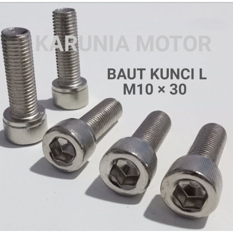 Baut L Kunci 14an atau Baut L M10 × 30 Nekel