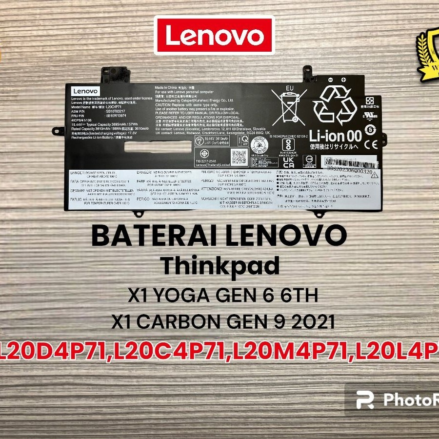 Baterai Lenovo Thinkpad X1 YOGA GEN 6 (L20D4P71, L20C4P71, L20M4P71)