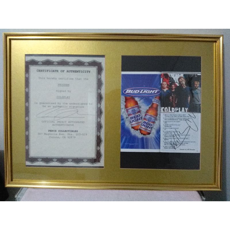 COLDPLAY Genuine Autograph tanda tangan asli