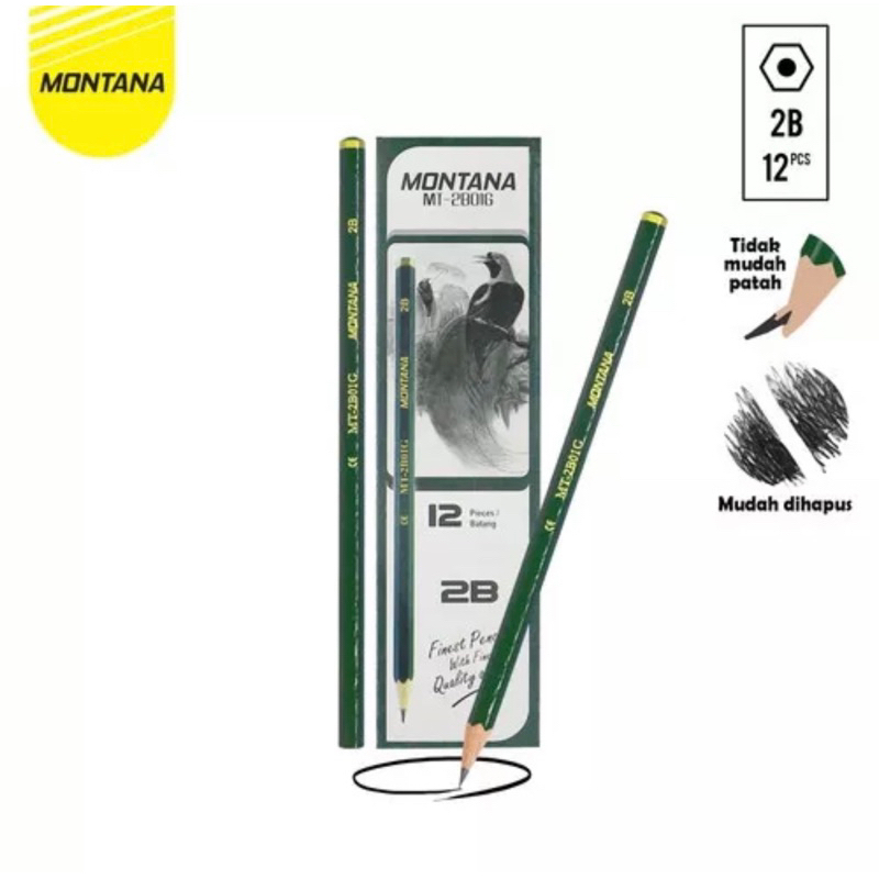 

Apik! 12 pcs / 1 Lusin PENSIL MONTANA PENSIL 2B COMPUTER PENSIL UJIAN