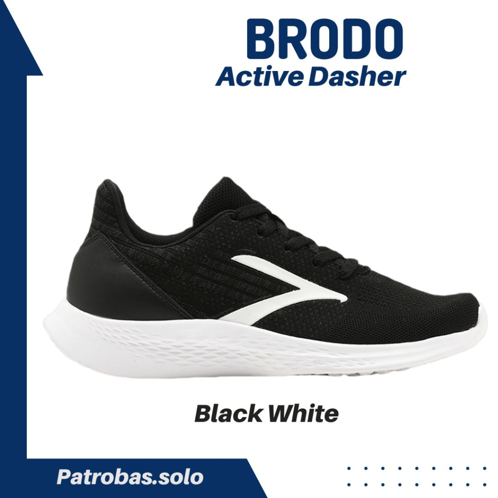 BRODO Active Dasher Black White Original Sepatu Sneakers Sport Pria Hitam