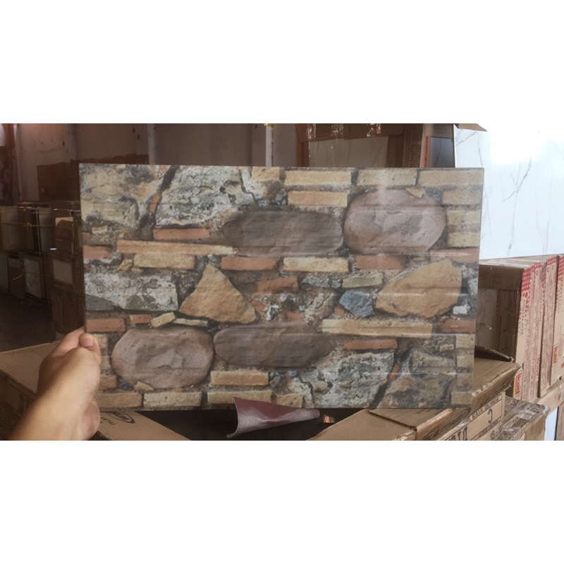 keramik batu alam dinding luar 25x40 outdoor teras timbul 3d dimensi coklat abu kw1 promo