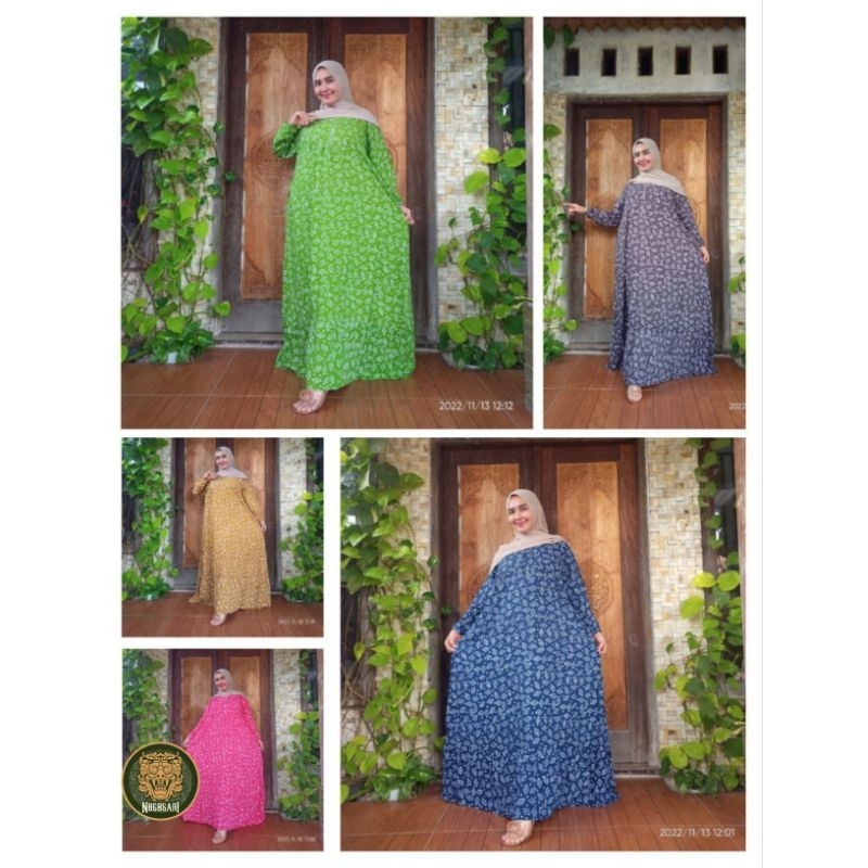 GAMIS BATIK MOTIF BELAH KETUPAT - GAMIS SUPER JUMBO - BATIK CAP ASLI PEKALONGAN