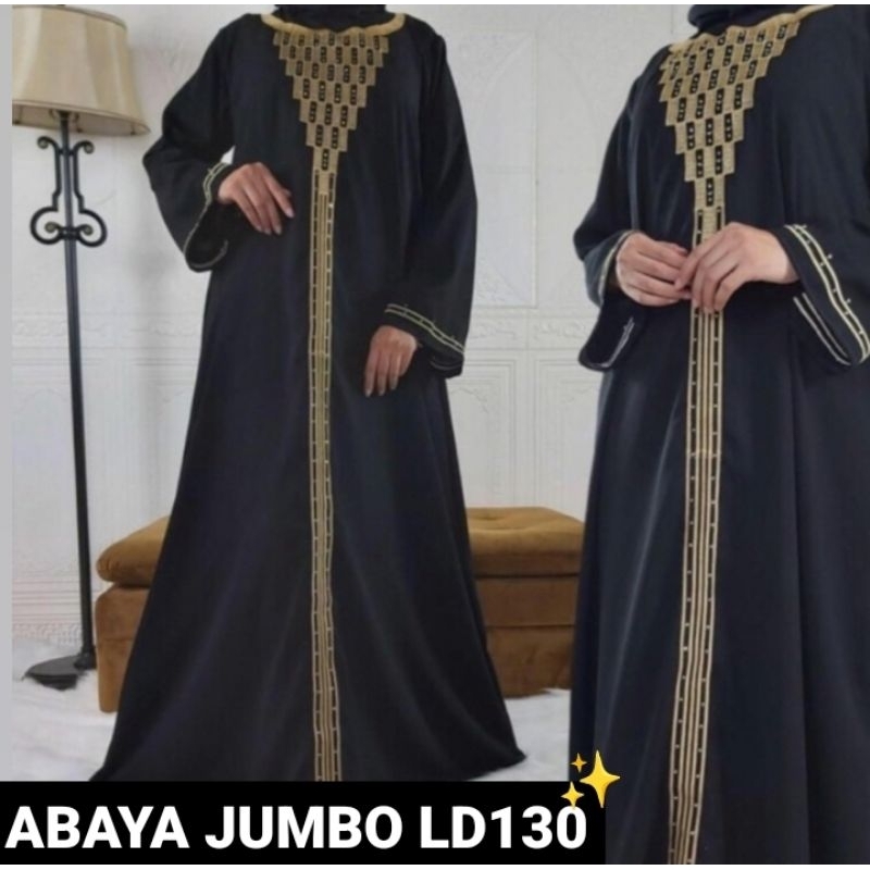 Gamis Lebaran Abaya Jumbo Hitam LD 130 Hulya Series - Abaya LD 130 Dress hitam Jumbo