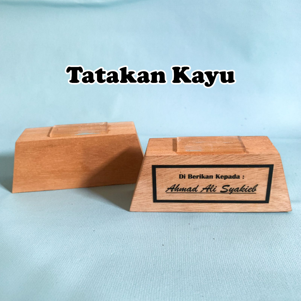 Tatakan Kayu Base Kayu Tatakan Plakat Akrilik Alas Vandel