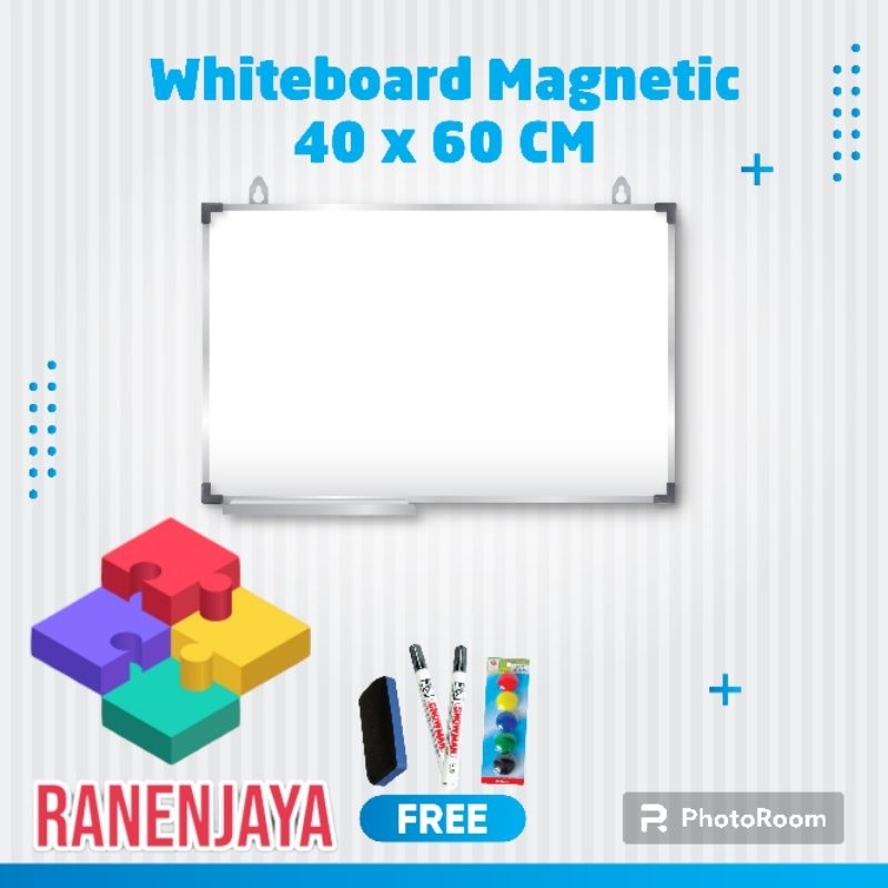 

whiteboard/papan tulis magnetik merk RanenJaya uk 40x60 cm