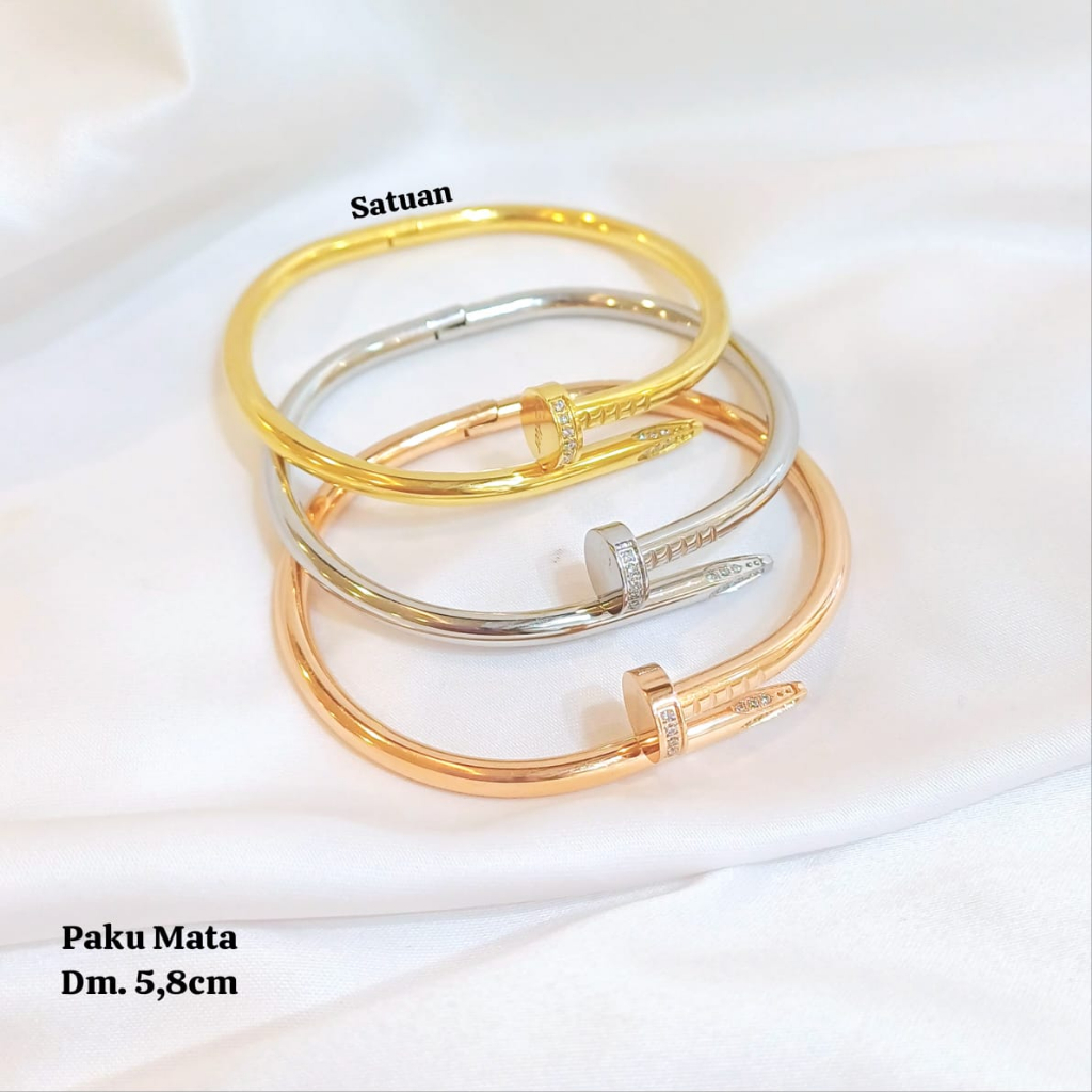 Gelang Paku Tebal Mata dan Polos Asli Titanium