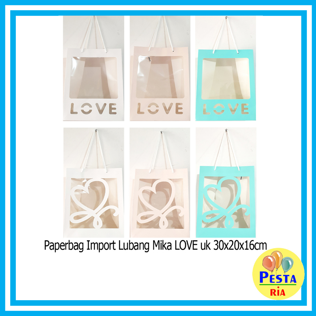 

Murah!! (1 Pcs) Paperbag Tutup Lubang Mika Love, paperbag ukuran 30*20*16, paperbag mika, tas souvenir