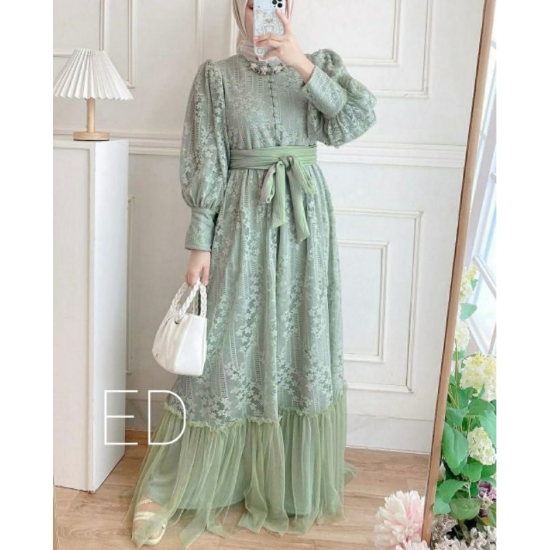 HS - Baju Pesta Wanita Muslim Kondangan | Baju muslim wanita terbaru 2023 Brukat Mewah Elegan / Baju