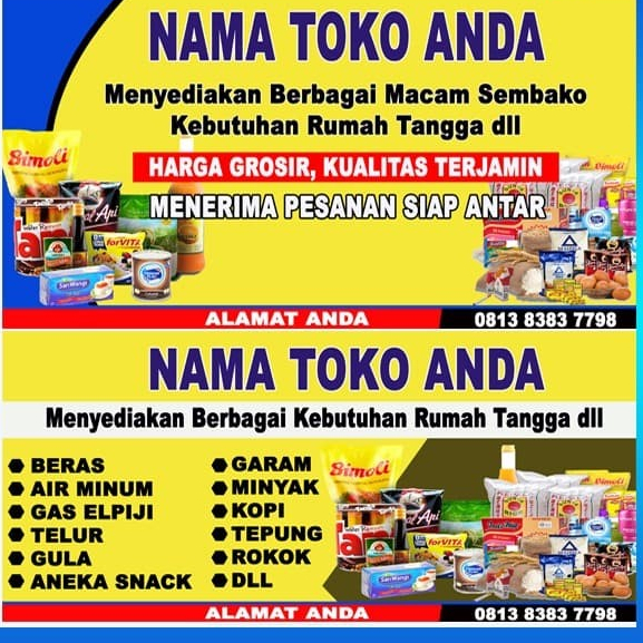 CETAK BANNER/ SPANDUK TOKO SEMBAKO/ AGEN SEMBAKO/ GROSIR SEMBAKO UKURAN 200X 70CM FREE DESAIN DAN BI