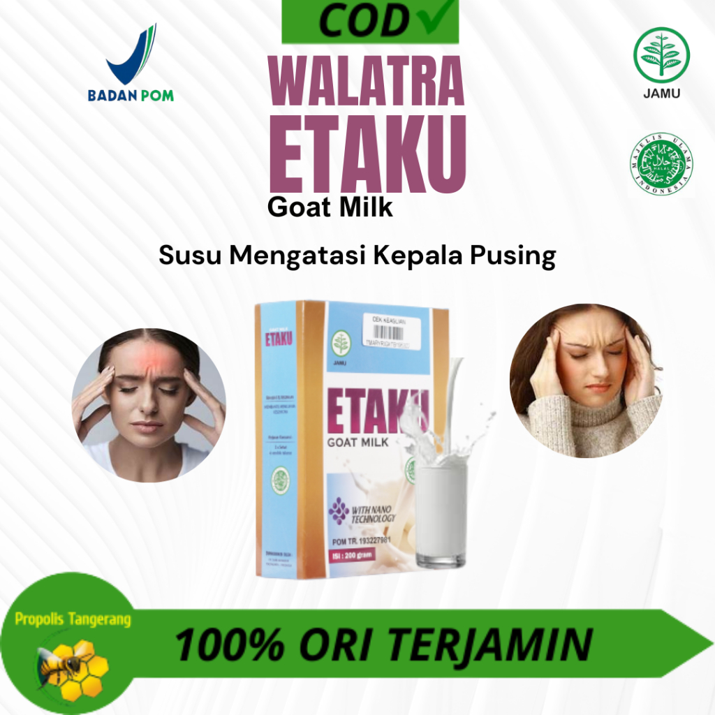 

Walatra Etaku Goat Milk - Susu Kambing Asli 100% Original Untuk Mengatasi Kepala Pusing,Kepala Puyeng,Kepala Sakit,Kepala Nyut Nyutan