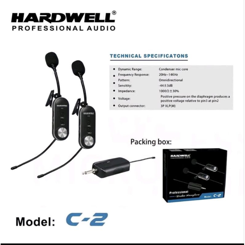 mic wireless clip on hardwell c2 original untuk imam masjid