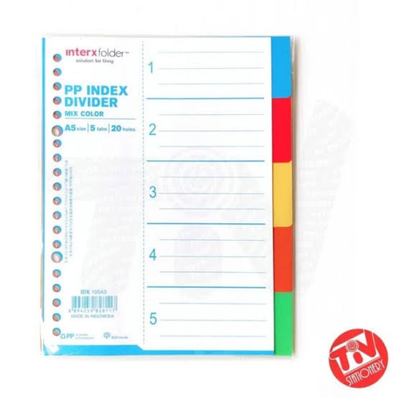 

Index Divider Inter X A5 - 5 Tab 10 Tab / Pembatas Binder Ordner