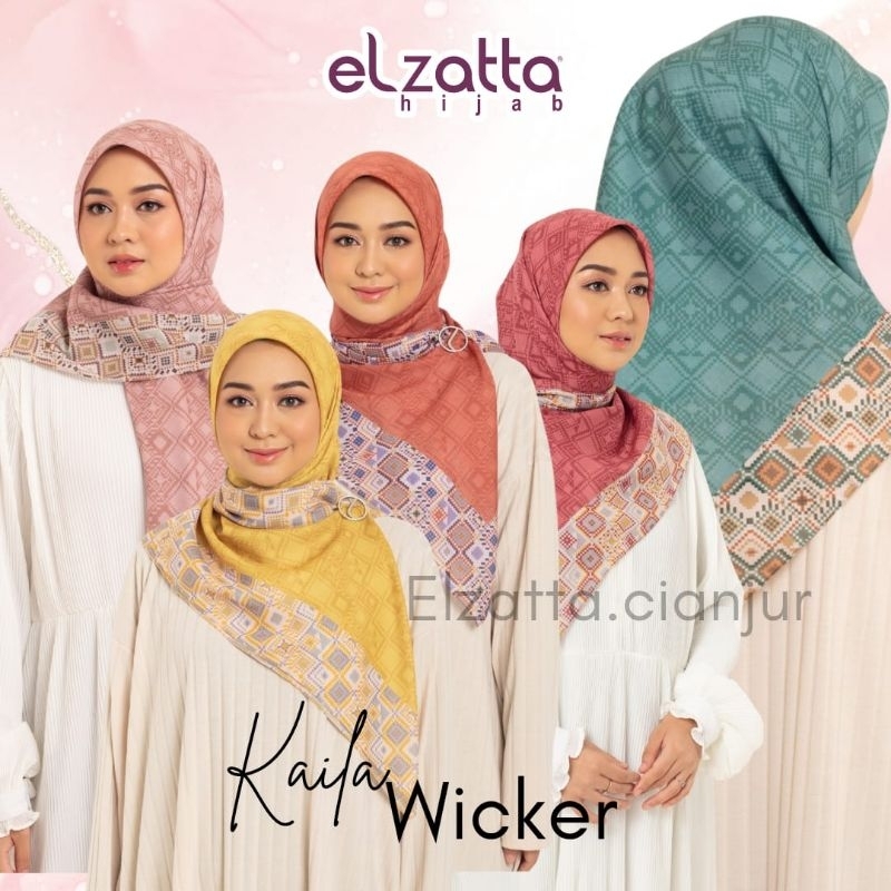 ELZATTA DAUKY HIJAB SEGI EMPAT KAILA WICKER KERUDUNG ELZATTA BAHAN POLY COTTON JILBAB ELZATTA SEGI E