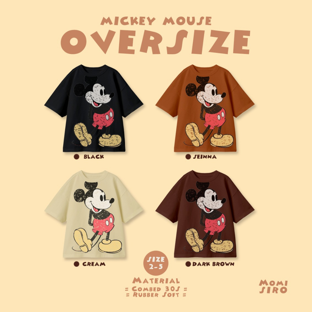 KAOS OVERSIZE MICKEY MOUSE | 2-5th kaos anak perempua | kaos mickey mouse kekinian kaos anak perempu