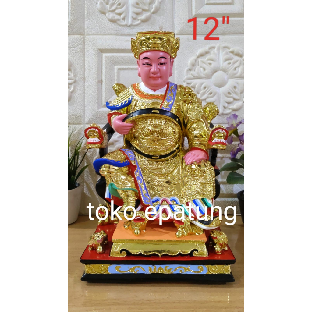 patung dewa kim ong / kim hu ong ya - kayu -12 inch - Merah