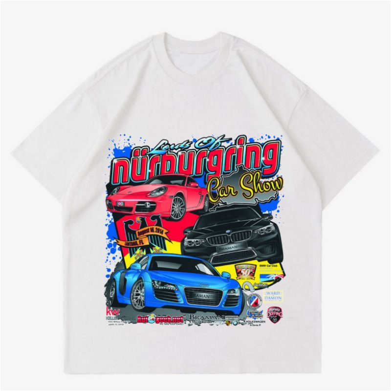 KAOS VINTAGE NASCAR NURBURGRING | KAOS BAJU NASCAR CAR SHOW | T-SHIRT PUTIH VINTAGE STREETWEAR NASCA