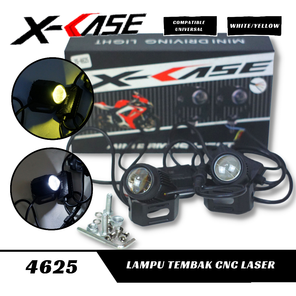 Lampu Tembak Laser Gun LED Sepasang 30Watt Putih/Kuning+kipas Mini 30W Spotlight Laser Gun Universal